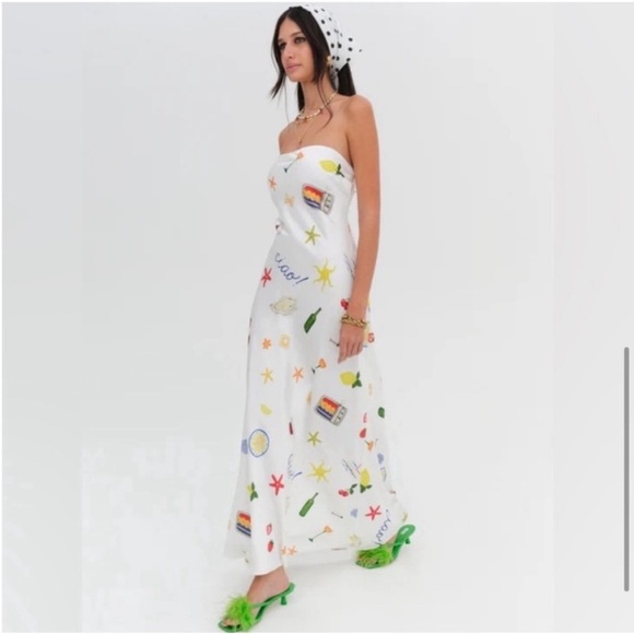 For love & lemons Carla Italian summer strapless maxi dress size XL New With Tag - Picture 6 of 8